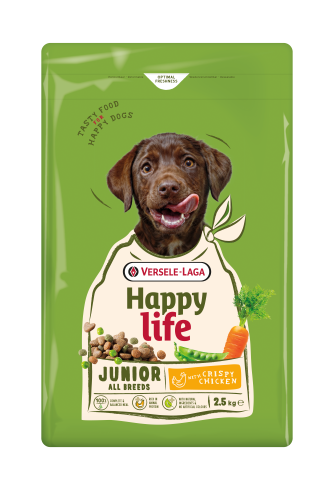Happy Life Junior with Chicken - Kiegyensúlyozott eledel csirkehússal – élénk, növekedésben lévő kölyökkutyáknak - 2,5 kg
