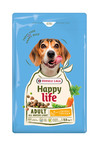 Happy Life Adult Light with Chicken  - Kiegyensúlyozott eledel csirkehússal – túlsúlyos kutyáknak. 2,5 kg
