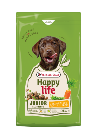 Happy Life Junior with Chicken - Kiegyensúlyozott eledel csirkehússal – élénk, növekedésben lévő kölyökkutyáknak - 7,5 kg