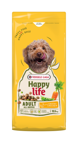 Happy Life Adult with Chicken flavour - Változatos kutyaeledel csirkehús ízesítéssel – élénk felnőtt kutyáknak 12,5 kg
