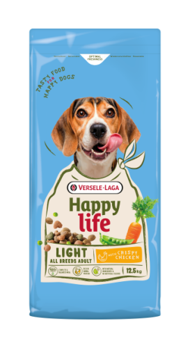 Happy Life Adult Light with Chicken  - Kiegyensúlyozott eledel csirkehússal – túlsúlyos kutyáknak. 12,5 kg