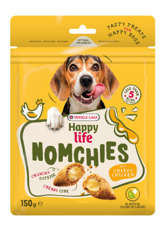 Happy Life Nomchies Chicken  - Ropogós jutalomfalat krémes töltelékkel – csirkés ízben 150 gr