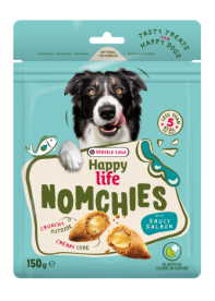 Happy Life Nomchies Salmon - Ropogós jutalomfalat krémes töltelékkel – lazacos ízben - 150 gr
