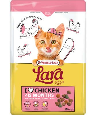 LARA  - Junior Care with Chicken- ízletes csirkés kölyök macskatáp 1,9 kg