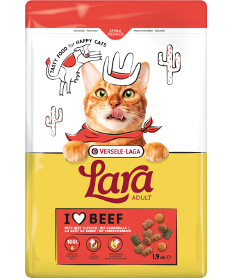 LARA - Adult with Beef Flavour - Ízletes marhás falatok felnőtt macskáknak - 1.9 kg