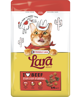 LARA - Adult with Beef Flavour - Ízletes marhás falatok felnőtt macskáknak - 950 gr