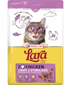 LARA - Adult Care Light Sterilised with Chicken - Ízletes csirkés falatok ivartalanított és kevésbé aktív macskáknak 1.9 kg