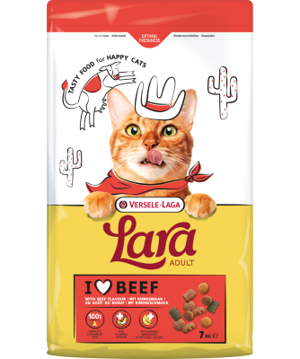 LARA - Adult with Beef Flavour - Ízletes marhás falatok felnőtt macskáknak - 7 kg