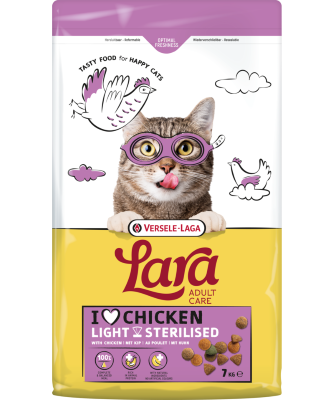 LARA - Adult Care Light Sterilised with Chicken - Ízletes csirkés falatok ivartalanított és kevésbé aktív macskáknak 7 kg